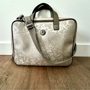 TOUS Laptop Bag Silver Gray with Pink interior
